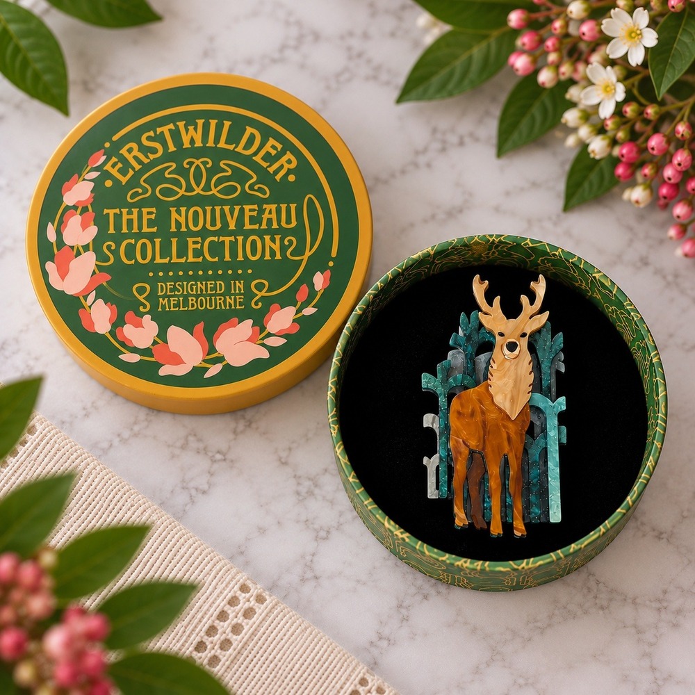 NWT Erstwilder Brooch The Edge of the Forest Stag Deer 2020 Nouveau Resin Pin
